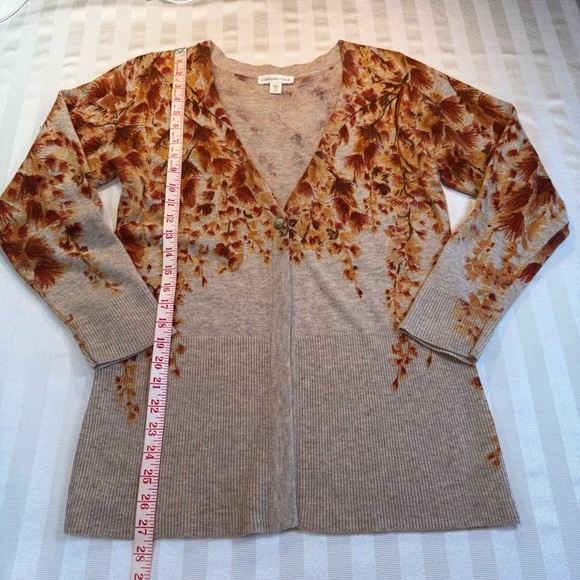 Coldwater Creek Wool, Cashmere, Rabbit Blend Fall Leaves Cardigan Sweater Sz M - Picture 10 of 12